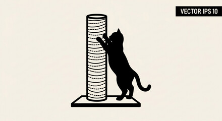 A sleek black cat scratching post, a modern and stylish accessory for your feline friend, perfect for grooming