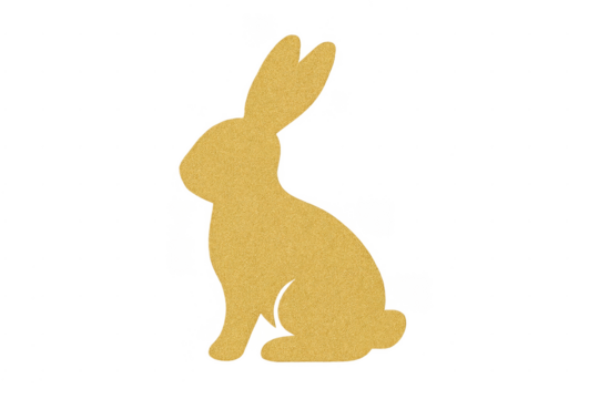 Golden glitter rabbit silhouette with transparent background