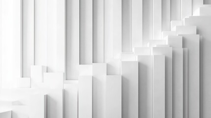 Abstract white geometric pattern formed by overlapping vertical and horizontal rectangular shapes creating depth and visual rhythm