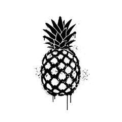 Obraz premium Pineapple Street Art Graffiti Stencil Design with Paint Drips and Splatter Effect