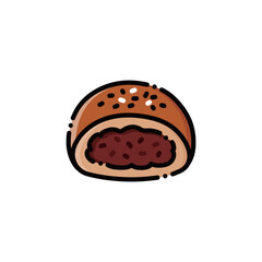 This image shows a delicious red bean bun with sesame. Perfect for breakfast or food designs, with scalable vectors.