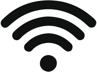 Black wifi signal icon isolated on a white background for wireless connection