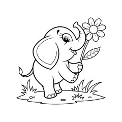 Cute Baby Elephant Coloring Page Printable