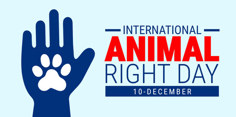 international animal right day background, banner, card or poster design template is observed every year during December, to raise awareness about the mission. Vector illustration.