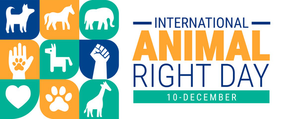 international animal right day Geometric shape pattern background, banner, card or poster design template is observed every year during December, to raise awareness about the mission. Vector