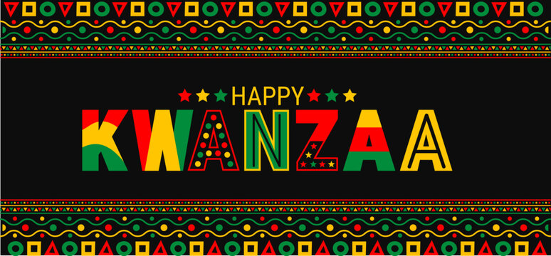 Celebrate Kwanzaa with vibrant red, green, and yellow colors! A festive design featuring the kinara candles and bold Happy Kwanzaa text to honor African culture, unity, and heritage during the holiday