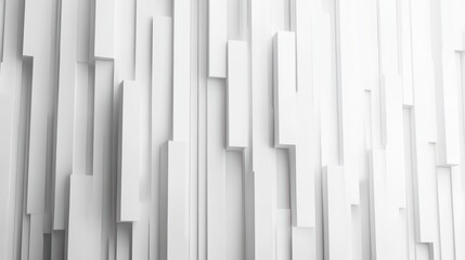 Abstract white rectangular blocks of varying heights creating a three-dimensional geometric pattern with shadows and depth