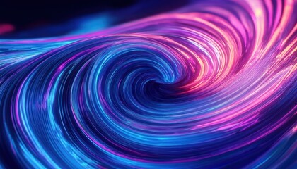 Abstract swirling vortex of vibrant neon blue and pink light trails creating a dynamic fluid motion effect with glowing streaks