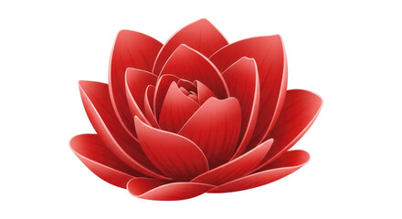 Vibrant red lotus flower isolated on transparent background for design