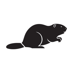 Obraz premium Black silhouette of a beaver animal rodent