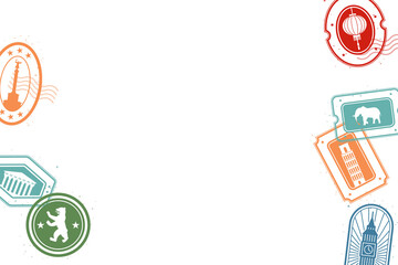 Passport stamps travel icons background high resolution transparent png background
