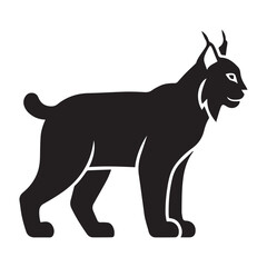 Black silhouette of a lynx standing in profile animal
