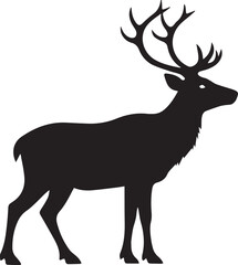 Obraz premium Black Silhouette of a Stag with Antlers on White Background