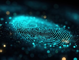 digital security cyber-safety concept, an ultra close-up view of a giant digital fingerprint