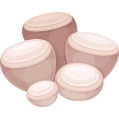 A Cluster Of Smooth Round Light Brown And Cream Colored River Stones With Natural Textures On A Transparent Background