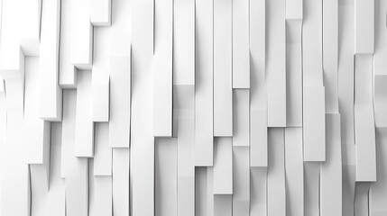 abstract pattern of white rectangular panels arranged in staggered vertical layers creating a modern textured wall with shadows and depth