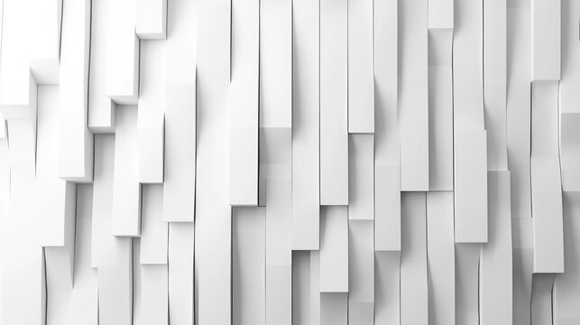 abstract pattern of white rectangular panels arranged in staggered vertical layers creating a modern textured wall with shadows and depth