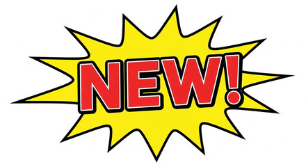 Retro pop art NEW sticker illustration on a white background.