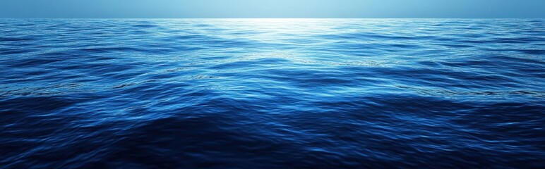 Naklejka premium Calm deep blue ocean water under bright natural sunlight with gentle ripples and reflections on the surface