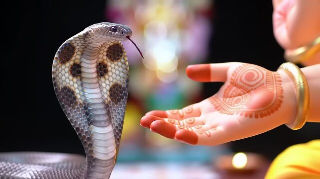 Snake and hand reaching out with henna.