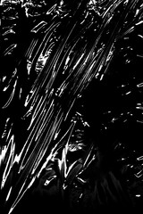 Transparent plastic wrap on a black background