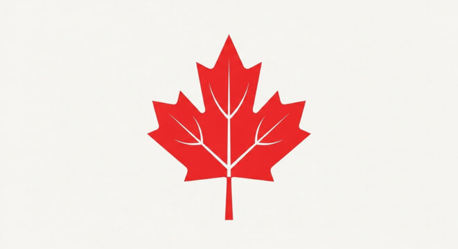 A simple red maple leaf, the national symbol of canada, , representing canadian identity and heritage