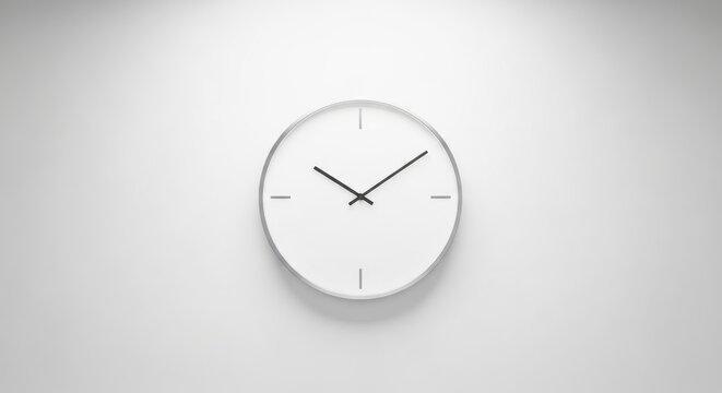 Minimalist White Clock on Wall