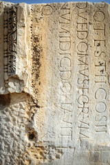 Ruins of Roman Baths of Antoninus in Carthage Archeological Site in suburbs of Tunis city