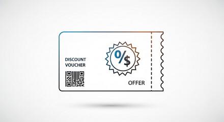 A minimalist discount voucher with a qr code, perfect for promotional offers