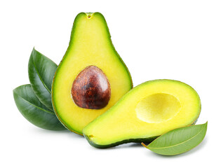 avocado with leaf Isolated