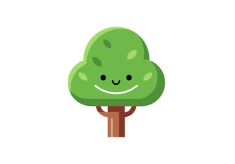Cute Smiling Tree Cartoon Mascot Logo