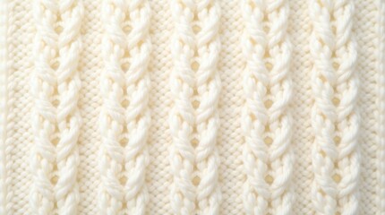 Perfectly seamless ultra-high resolution photorealistic repeating pattern of classic chunky open work knit texture in soft off-white wool/cashmere yarn, with exceptional fiber detail and sharp focus.