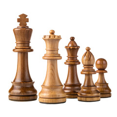 Wooden chess pieces arranged elegantly showcasing craftsmanship and strategic gameplay