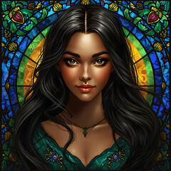 Stained Glass Beautiful Woman