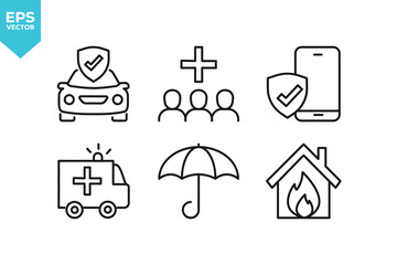 Set of line icons Insurance. Outline icons collection stock illustration