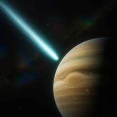 Comet passing jupiter in deep space