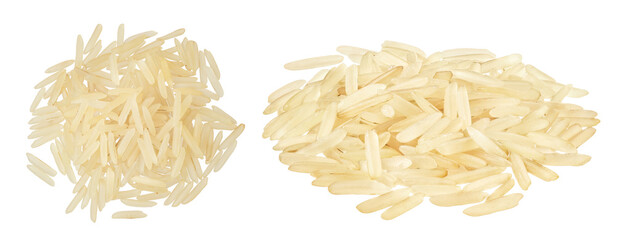 rice basmati isolated on white background. Top view. Flat lay