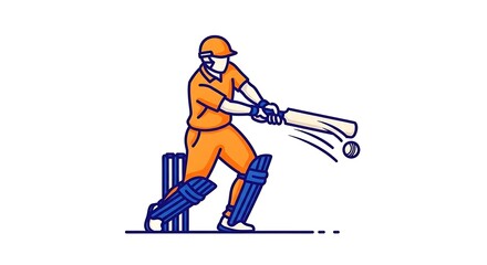 Fototapeta premium Cricket batsman hitting ball illustration vector graphic design for sports and game related projects