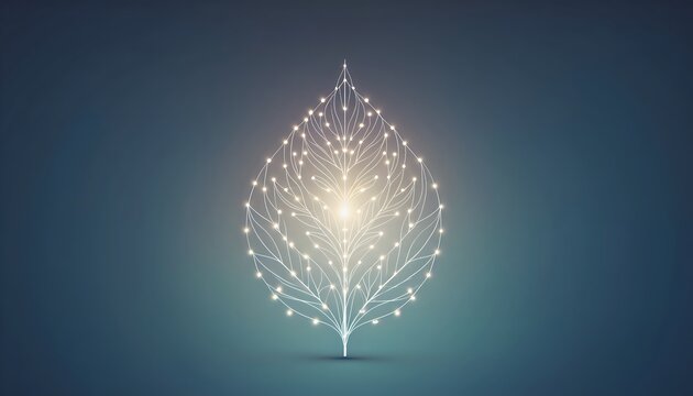 Digital Leaf Network on Dark Background