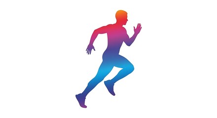 Running man silhouette colorful vector illustration for fitness and sports design template use