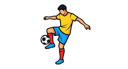 Obraz premium Soccer player juggling ball cartoon vector illustration football skill practice training sport art design