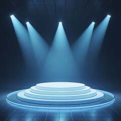 Illuminated stage with spotlights shining down on it