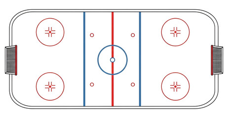 Ice hockey rink layout with colored lines