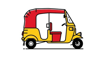 Yellow and red auto rickshaw vector illustration for transportation and travel concept design art 100