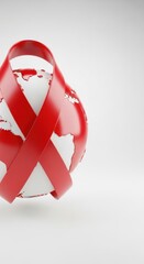 Aids awareness. World globe with red ribbon for aids awareness campaign concept.