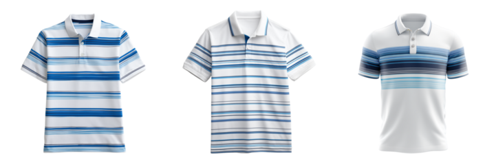 Set of Regular fit men’s polo shirt, cotton texture visible on transparent png background. Ai generated