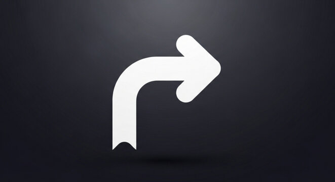 Curved arrow pointing right, symbolizing direction, navigation, or a turn, , indicating guidance and progression