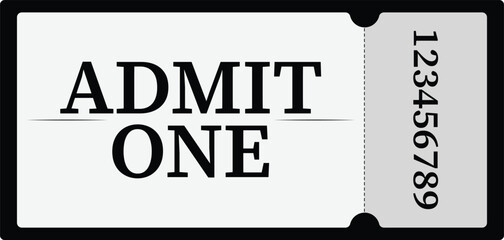 Admit One Ticket - Simple Black and White Event Entry Ticket Design