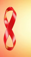 Red ribbon loop on a gradient background. Symbolizes awareness and support.