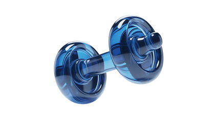Obraz premium Abstract blue glass object with circular elements on white background